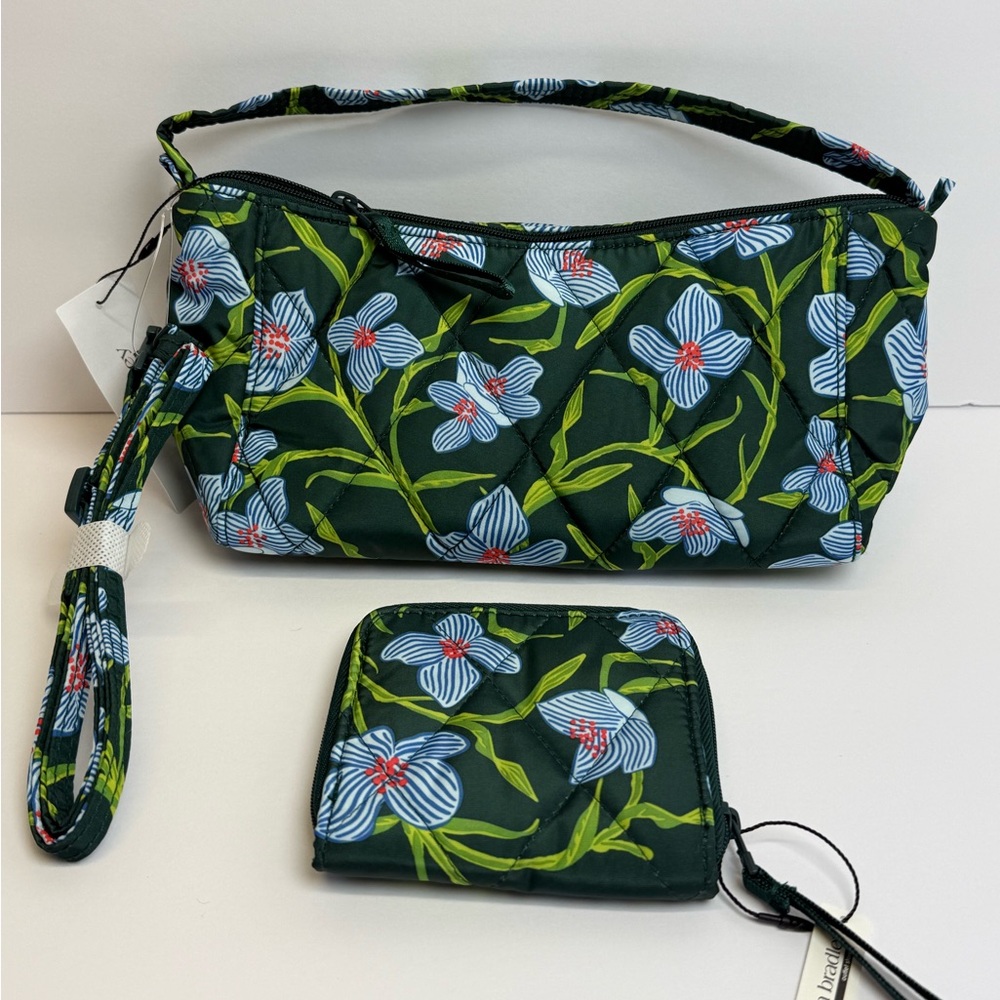 Vera Bradley Mini Slouchy Shoulder Bag Wallet Set Charlotte Stems NWT Crossbody
